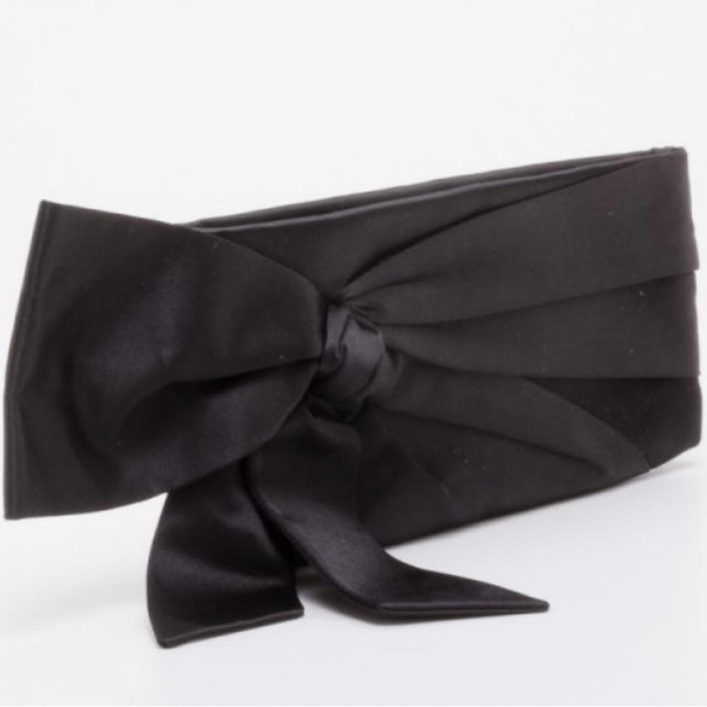 Valentino Garavani Black Satin Clutch with Bow